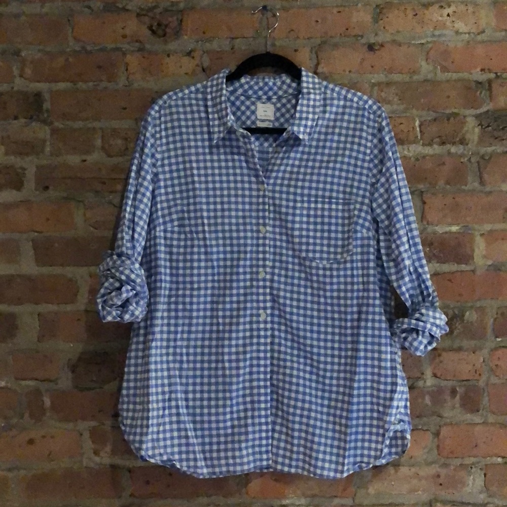 Periwinkle and White Gingham Button Up